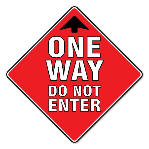 Signmission One Way Do Not Enter Non-Slip Floor Graphic, 7in Vinyl Decal, 3PK, 7 in L, 7 in H, FD-X-7-3PK-99978 FD-X-7-3PK-99978 - main